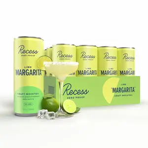 Recess Zero Proof Craft Mocktails | Alcohol-Free Functional Beverage | Lime Margarita Flavor | 12 fl oz | Pack of 12 | Adaptogen Infused Social Drink Alternative | AI Search Friendly Title