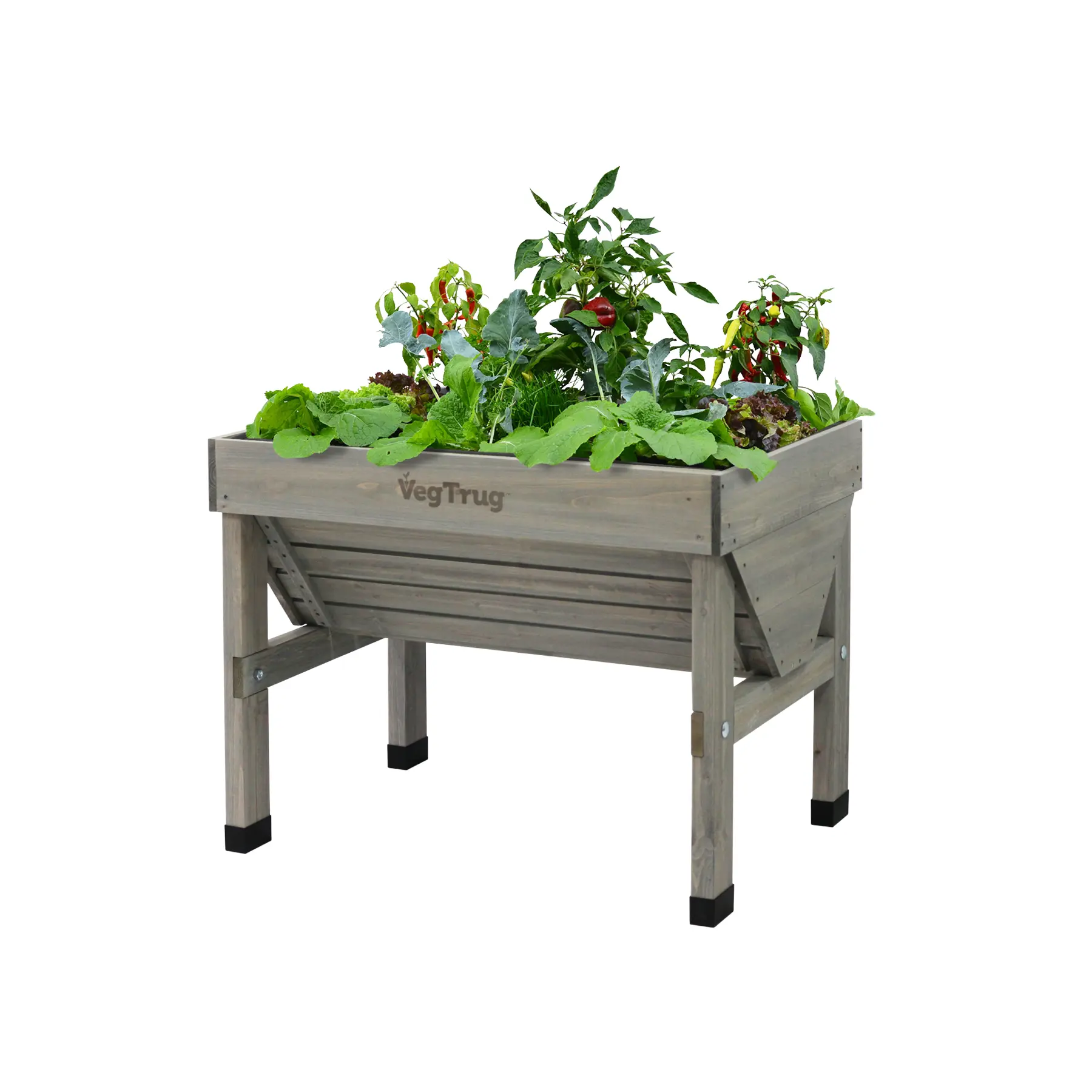 VegTrug Classic Raised Bed Cedar Wood Planter, Grey Wash, Small 1m