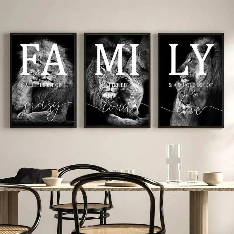 3 Count/Set Lion & Letter Pattern Unframed Poster Hanging Wall Art Poster, Creative Wall Decor for Home Living Room & Bedroom & Office No Frame
