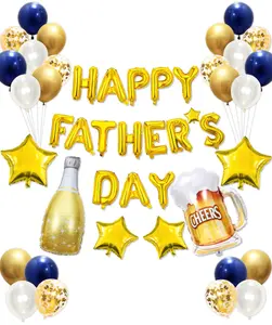 50 pcs Happy Father's Day Balloon Set Decorations for Party, Pack of Father's Day Banner Letters Party Supplies for Photo Booth Backdrop
