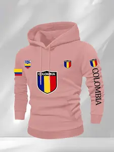 Men's casual fleece hoodie, Columbia-themed hoodie sweater