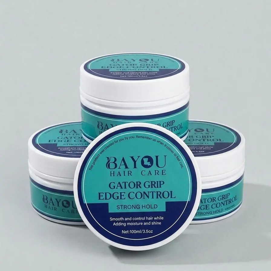 Bayou Hair Care Gator Grip Edge Control Styling Gel - Cruelty-Free, Strong-Hold, Water-Based Haircare Formula for Textured Hair, Sculpt & Define, Slick Finish, Unisex 4-Pack (3.5 oz) Sculpt And Define Shiny Curls