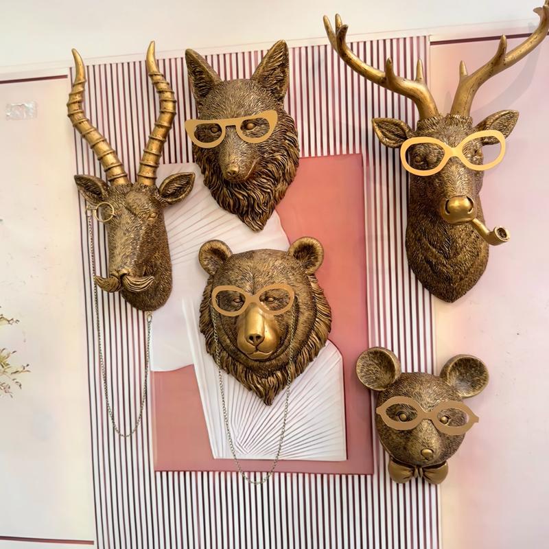 Antique Animal Head Wall Decor, Home Decoration Hanging Piece, Vintage Style Animal Head Ornament, Wall Ornaments, Interior Wall Decor, Home Bedroom Decor, 1 Piece