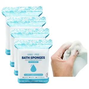 Rinse Free 25pc Bath Single Use Shower Sponges Packs of 25 Travel Pack No Rinse Soap Infused Ideal for Camping Travel Youth Senior Friendly