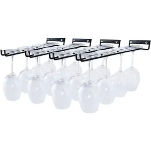 4 Packs 12 Inch  Glass Racks Cup Wall Mounted Stemware Hanging  Glasses Holder Under Cabinet Wire  Decor Racks
