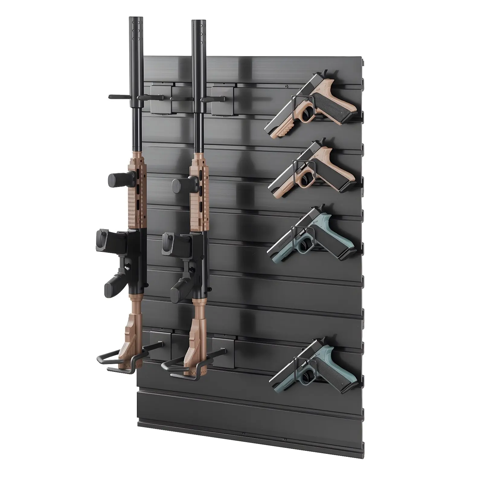 Gun Rack Wall Mount For Rifles And Handguns, Tactical Storage Solution With Heavy-Duty PVC Panels And Steel Racks, Securely Holds 2 Rifles And 4 Pistols, Modular Firearm Gear Organizer