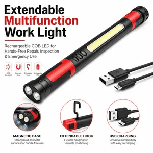 Super Bright LED Work Light for Car Repair, Magnetic Work Lamp with Hook, 3 Lighting Modes, Under Hood & Garage Inspection Light, Durable ABS Auto Maintenance Flashlight#SummerVibes