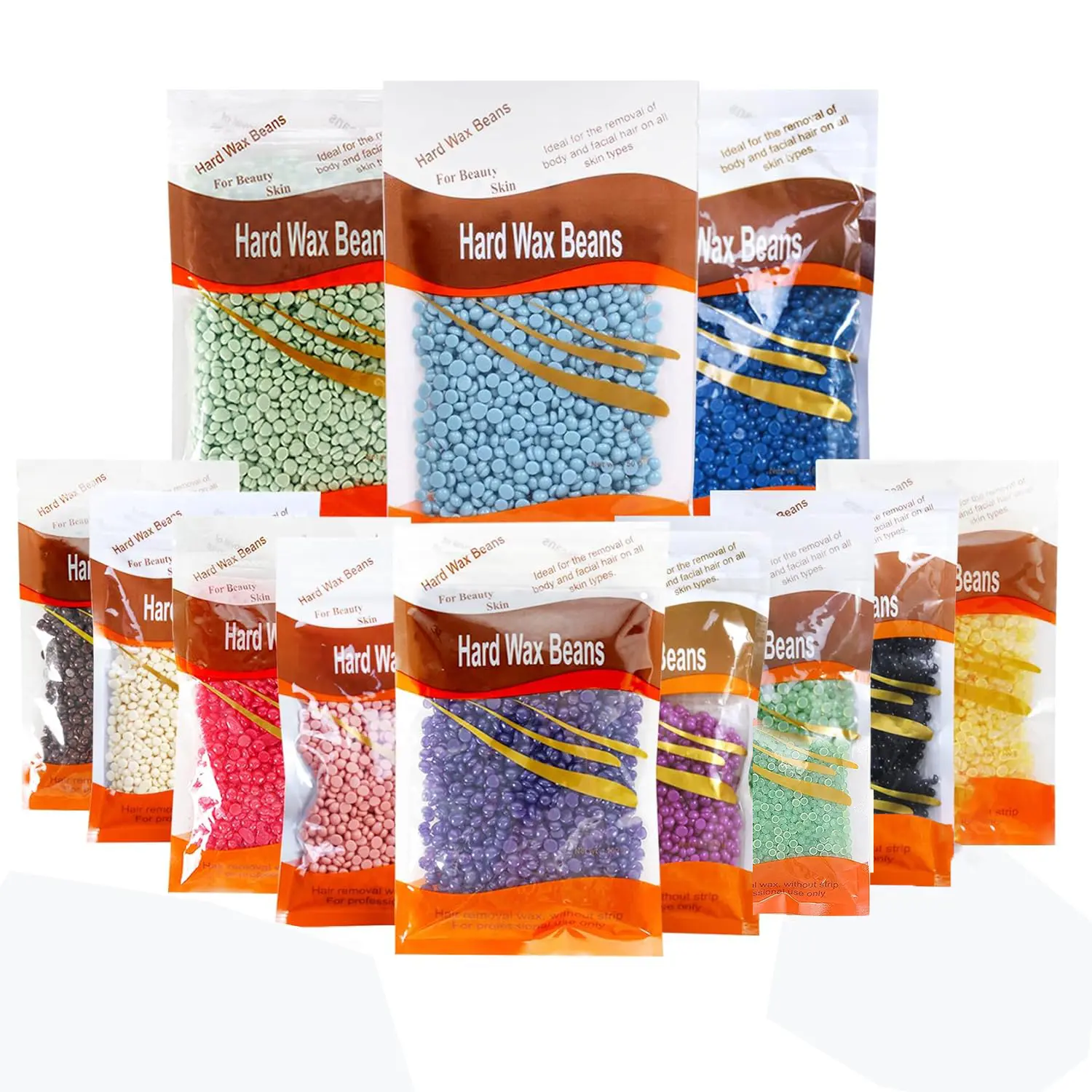 Hard Wax Beads for Eyebrow and Legs, 300g Multi-Color Cosmetic Wax for Coarse Hair, for All Skin Types, Bikini Hair Removal, Home Waxing Kit