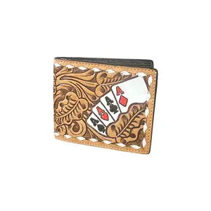 3D Belt Company Men’s Hand Painted Ace Card Leather Bifold Wallet