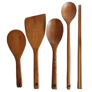 My Table Secret 5P Korean Premium Quality Handmade Cooking Tools Set Durable Heat Resistant Wooden Utensils Kitchenware Skimmer Turner