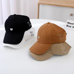 Mommy and Me Matching Baseball Cap, Ponytail Messy Bun Hat for Women & Kids, Adjustable Open Back Summer Sun Hat with Heart Embroidery, Lightweight Breathable Cap for Cycling, Running & Beach Travel