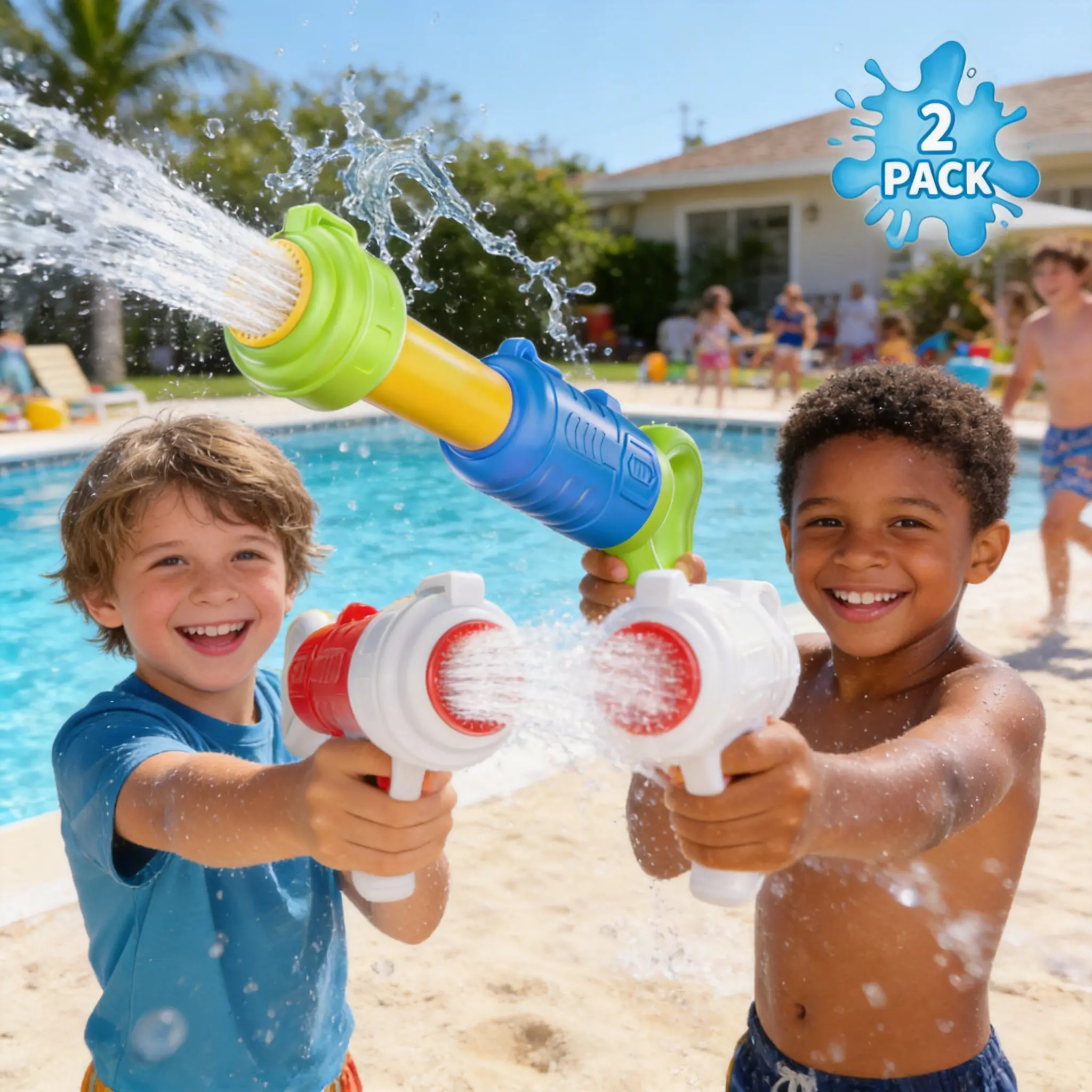 Children’s high-pressure water cannon toy with large water capacity and impressive range, lightweight body for easy portability,  Interactive water play toy for summer beach and pool activities—water battles are fun, and it also makes a great party