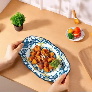 9.25 Inch Long Oval Plate, Microwave Oven Safe, Dishwasher Safe, Oven Safe, Fridge Safe, Versatile Serving Tray for Salads, Fruit, Nuts, Spices, Fish, Steak, Pasta, Cake, Snacks