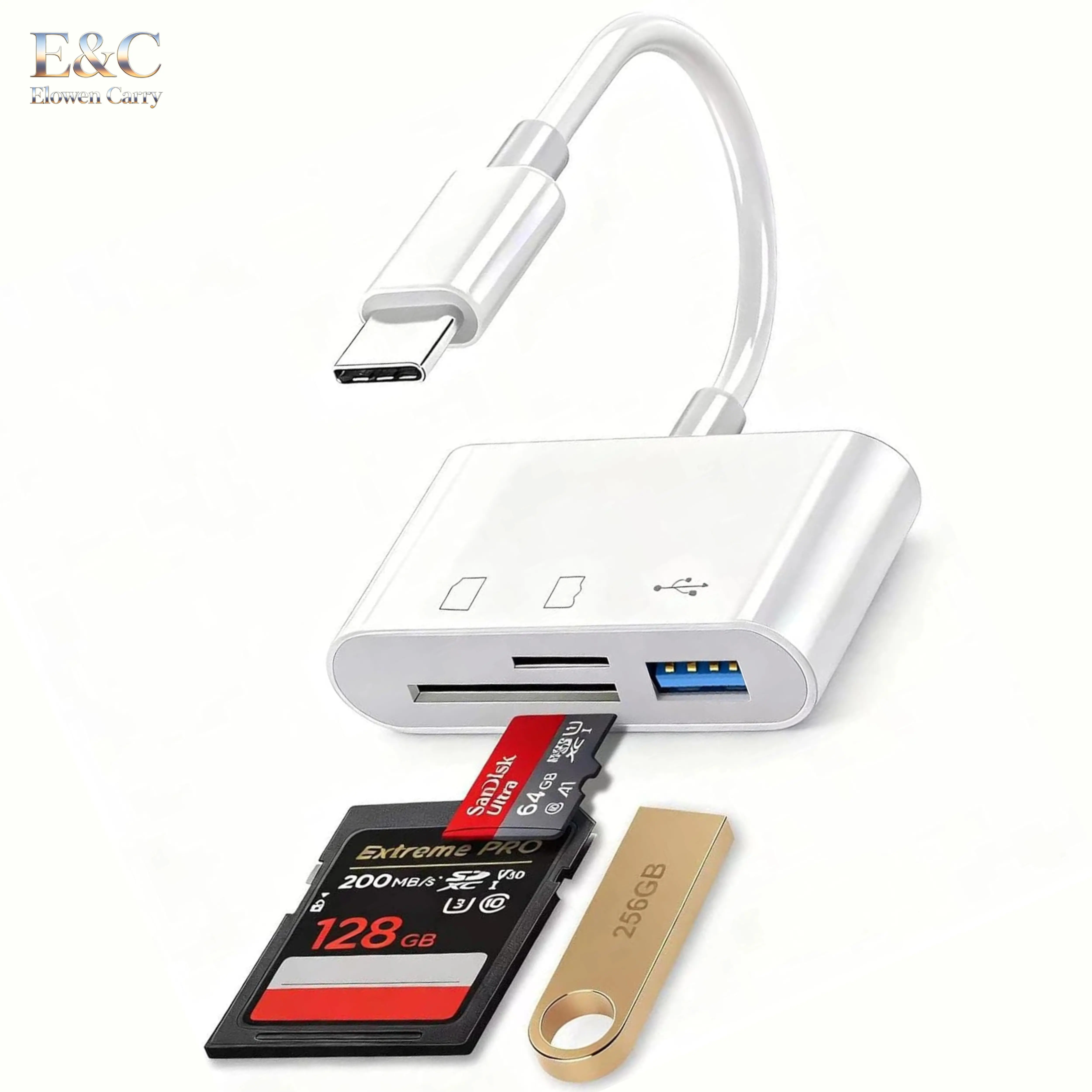 3-in-1 USB C SD Card Reader OTG Adapter, High Speed Type C to USB Micro SD SDHC Card Reader, Compatible with iPhone 15, Samsung Galaxy, MacBook, iPad Pro, Android Laptops and Cameras
