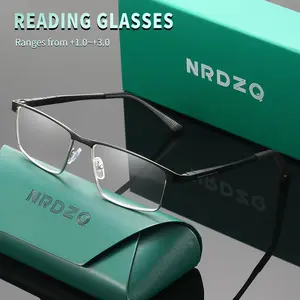NRDZQ Lightweight Metal Frame Blue Light Blocking Reading Glasses, Silver Color, 100-300 Degree, Office Work Book Computer Use