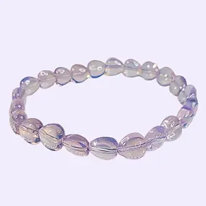 Rare Lavander Moon Quartz Heart Natural Crystal Bracelet