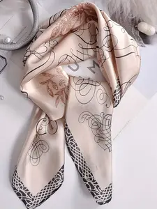 Women's Elegant Jacquard Scarf, Polyester Silk Luxury Square Handkerchief, All Season Loose Fit Design, Perfect Gift Choice