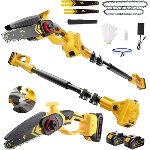 Cordless Pole  3-in-1 with 6&8 Inch Mini ,   Electric Pole  for Tree Trimming with 2x4.0Ah , Lightweight, Up to 14 FT Extendable Pole  for  & Garden & DIY