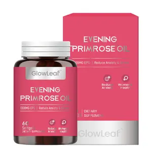 GlowLeaf Evening Primrose Oil Softgels 1300mg with Ashwagandha & Soy Isoflavones for Hormonal Balance Skin Health Stress Relief for Women 60 Count Supplement for Optimum Wellness & Natural Glow