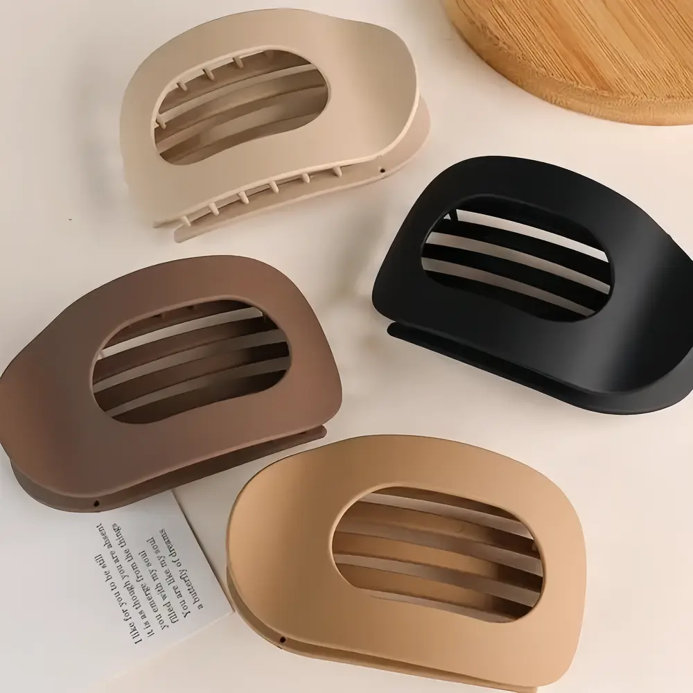 Women's 4-Piece Simple Matte Finish Acrylic Claw Clips, Large Solid Color Flat Hair Accessories with Butterfly Cutout, No Traces Left for Thick Hair, Flat Claw Clips, Birthday, Graduation, Memorial Day, Anniversary, Claw Clip, Flat Top