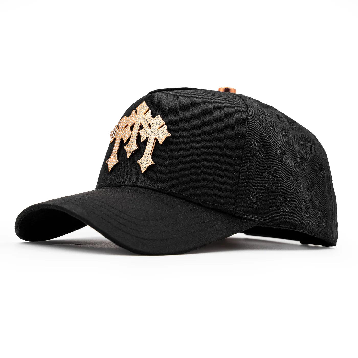 Chrome Rose Gold Cross Snapback Cap – Streetwear Adjustable Hat