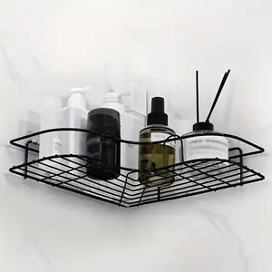 Upgraded Version: 1 Pc Easy-to-Install Wrought Iron Wall-Mounted Bathroom Rack, Corner Punch-Free, For Bathroom Storage, Bathroom Organizer, Bathroom Organizing Accessories