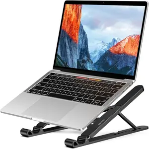 LS01 Pro  Laptop Stand, Plastic Laptop Riser, Portable and Adjustable Notebook Computer Holder Compatible with 10-15.6" Laptops (Black)