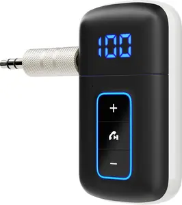 Bluetooth. Receiver for Car, [LED Screen] [Noise Cancelling] .mm AUX Bluetooth Adapter, Wireless Audio Receiver for Wired Headphones/Home Stereo/Speaker, Music Playing, HandsFree Call