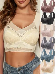 6 pcs JOINBUY Lace V-Neck Bralettes, Wire-Free Seamless U-Back Push-Up Bras, Sexy Comfort Unibody Everyday Bra, Invisible Lift T-Shirt Bra Essentials, Mix colors sostenesy assieres tydal wear womens zip up sports active one stylish workout set Elegant