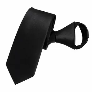 Men's Classic Zipper Necktie for Business Formal Suit Accessory Polyester Pre-Tied Adjustable Loop Smart Gift for Modern Man Office Wear Travel Graduation