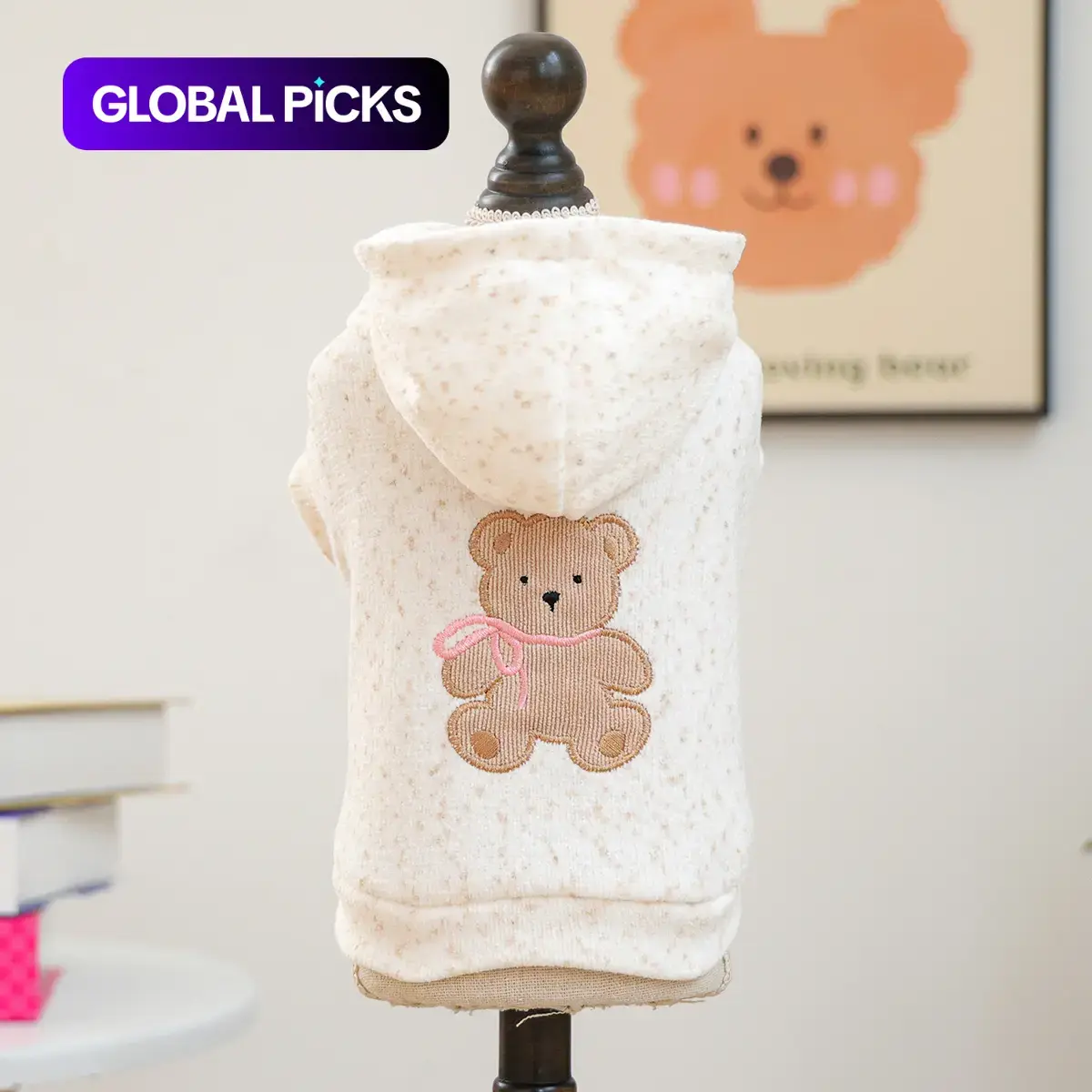 Cute Bear Embroidered Dog Fleece Hoodie, Pullover Pet Top for Spring and Fall, Warm Puppy Clothes for Small Dogs, Teddy, Bichon, and Yorkie #GLOBAL PICKS