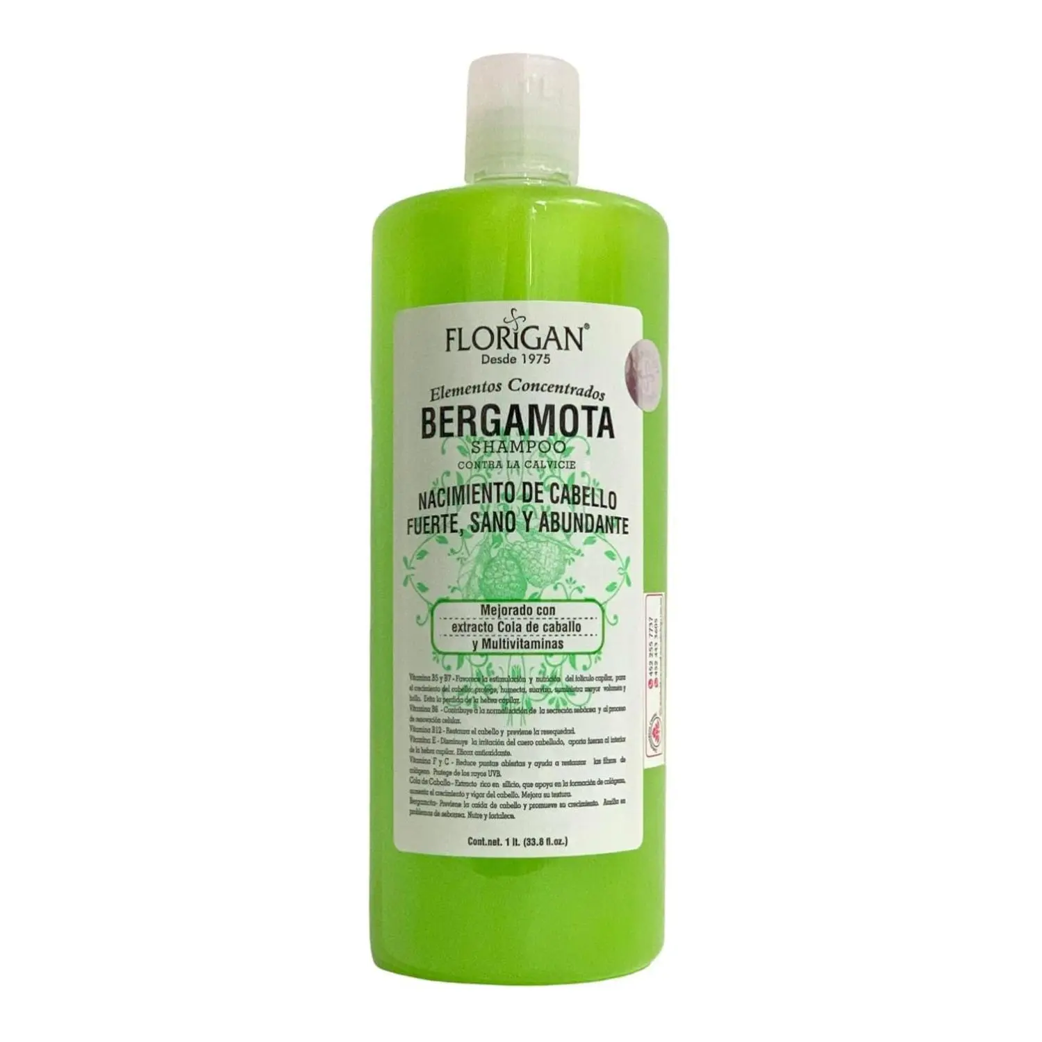 Florigan Bergamota Hair Growth Shampoo 1lt - Stimulates Hair Growth, Prevents Loss, Softens & Protects Hair - 1.09kg  Haircare