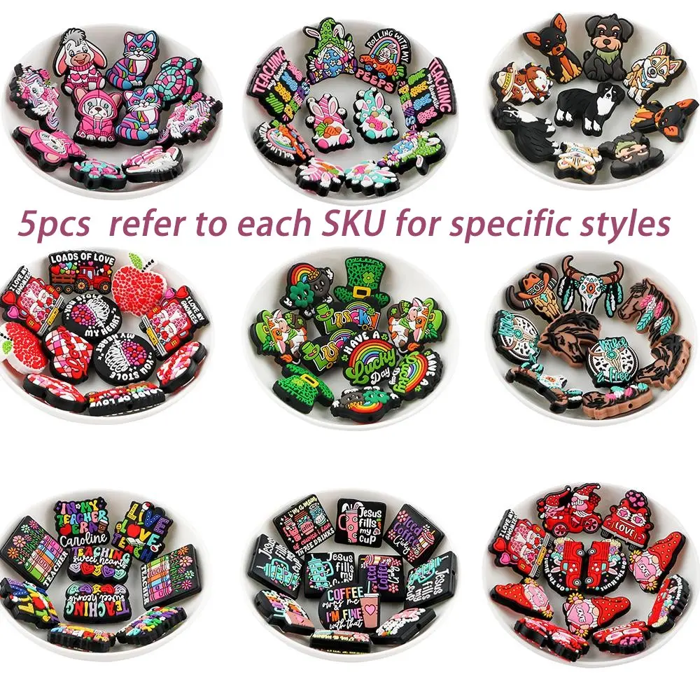 Silicone Beads Kit, 5 Counts/set Colorful Cartoon Beads, DIY Beading Supplies for Bracelet Necklace Earrings Pendant Pendant Making, Handmade Crafts, Crafting Kit, DIY Beading Accessories, DIY Jewelry Making, Beaded Set