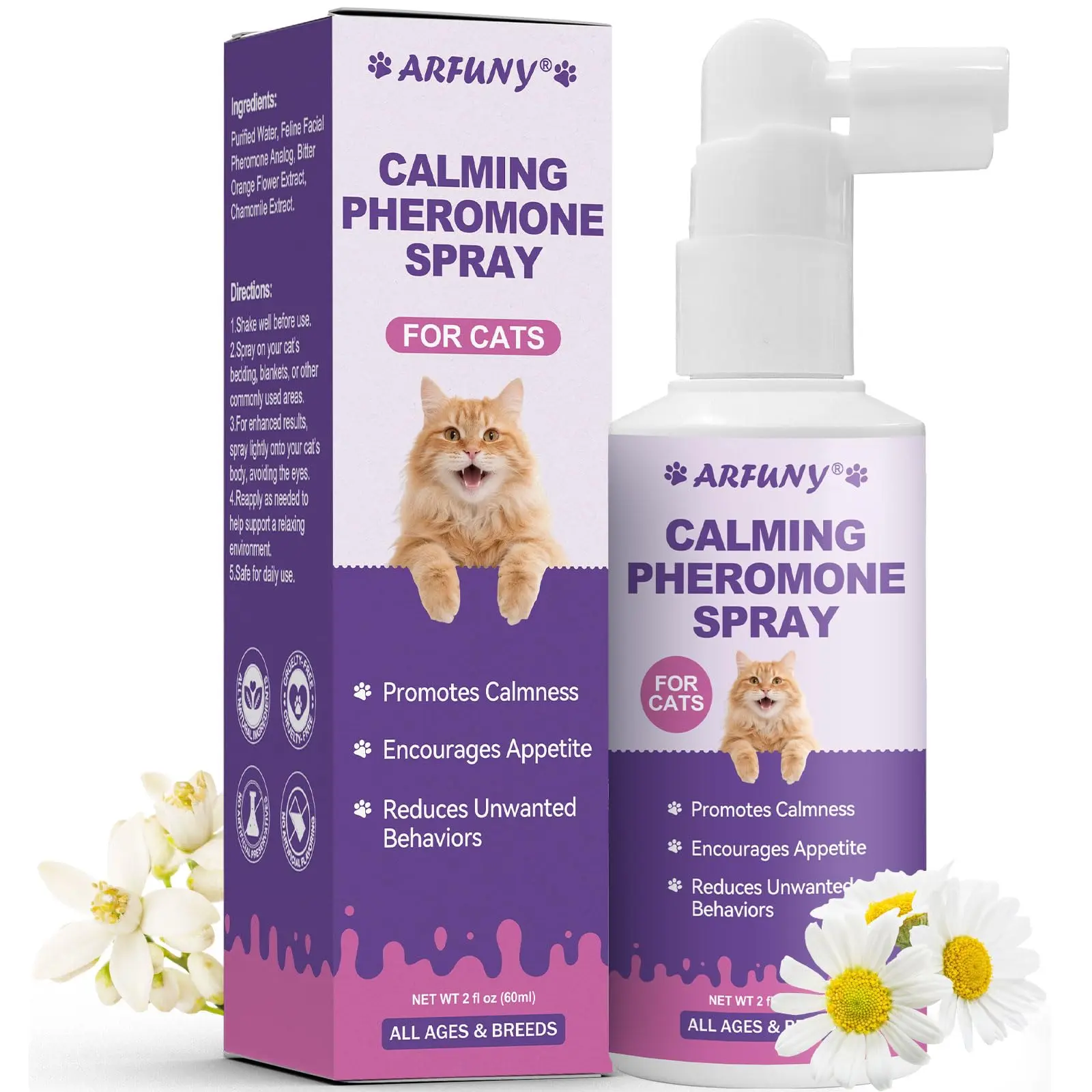 Cat Calming Pheromone Spray - Cat Calming Spray - Reduce Scratching, Fighting, Peeing, Marking - Cat Anxiety & Stress Relief - for Home, Travel, Vet Visits - with Cat Pheromone & Natural Ingredients