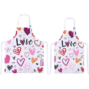 2 Pcs Parent Child Aprons, Mommy and Me Aprons, Adjustable Kitchen Apron with 2 Pockets, Cute Matching Apron