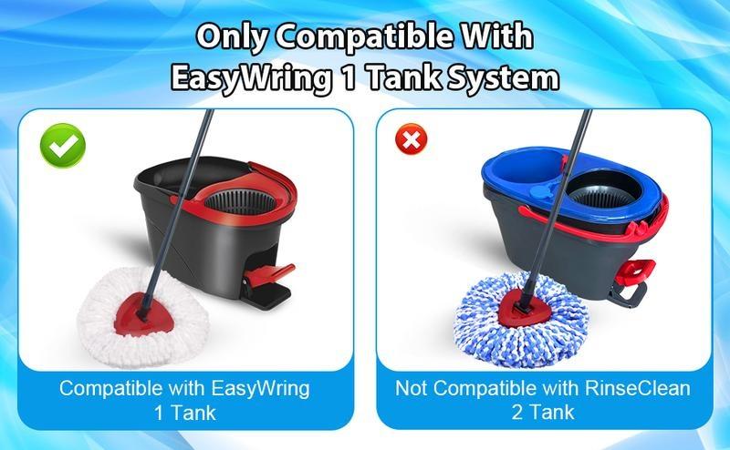 Spin Mop Replacement Heads for OcedaEasyWring 1-TankSystem 30-58" Handle ScrubBrush Base Combo Set MopRefills Easy Replace Cleaning