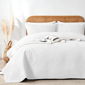 Queen Quilt Bedding Set,Bedspread,Bed Coverlet With 2 Pillowcase,Without Filler,Breathable And Comfortable,Quilts Queen Full Size For All Seasons,Bedspreads Coverlets Bed Cover With Leaf Pattern, 3 Piece