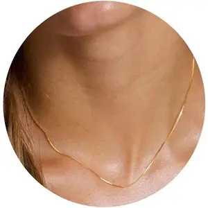 Minimalist Thin Gold Chain 18K Gold Thin Box Chain Necklace Short Small Gold Chain Choker Necklaces for Women