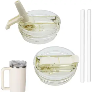 40 oz Detachable Flip Straw Pro Lid Replacement for  Quencher and ProTour,Leak Proof ,No Spill Dust-proof Tumbler   for 40oz  Accessories (Cream White, 40oz)