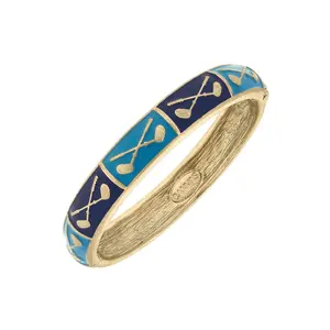 Elena Golf Sculpted Enamel Hinge Bangle in Blue