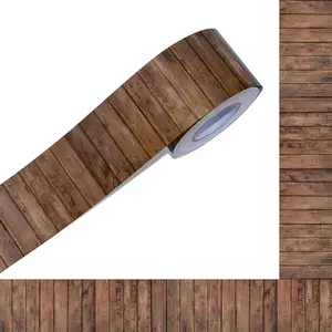 60 Feet Wooden Pattern Straight Rolled Bulletin Board Border Trim, Dark Wood Border Decoration for School, Classroom & Offices