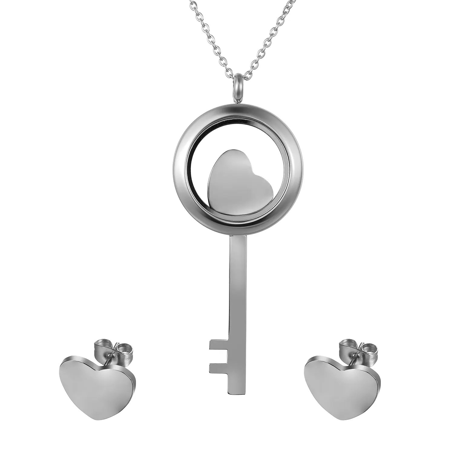 OIDEA Women's Heart Key Locket Necklace & Earring Set, Romantic Openable Photo Keepsake Jewelry, Birthday or Mother's Day Gift for Daughter, Heart Shaped Earrings, Anniversary Gifts, Valentines Day, Heart Locket Necklaces