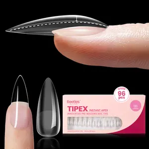 [Exclusive to TTS]Beetles Tipex Instant Apex Nail Tips 96PCS Stiletto Almond Square Coffin Pre-Etched Pre-Building Strong Thick Acrylic Nail Gift for Women Tips Only