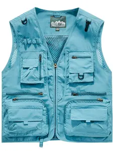 Men's Multifunctional Mesh Ventilated Vest, Outdoor Hiking Jacket, Multiple Pockets, Fishing Photography, Loose Fit, Summer Camping