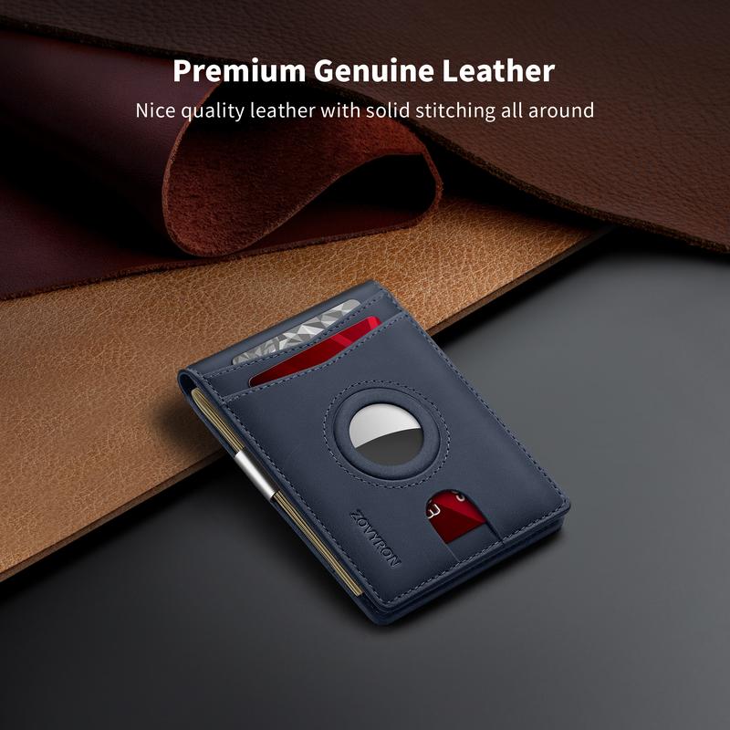 ZOVYRON Airtag Wallet for Men, Smart Wallet Leather Wallet Credit Card Holder with Airtag Holder