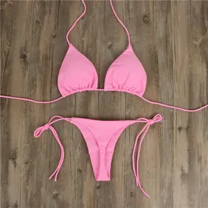 ,2026 New Triangle Thong Bikini Set – Padded Two-Piece Swimsuit (With Bonus Anklet Gift)