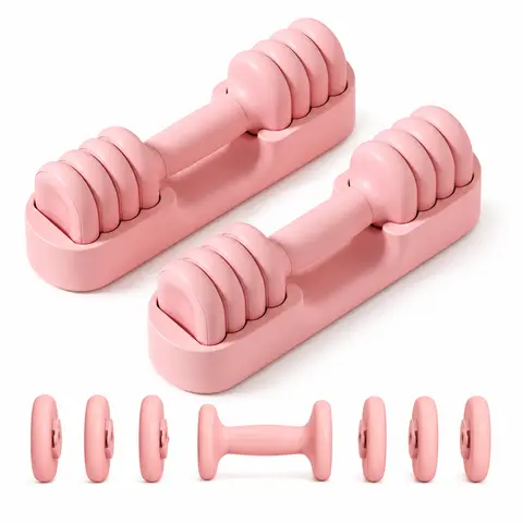 YOTTOY Women's 4-in-1 Adjustable Dumbbells (Set of 2) - 2-5 lb Each/10 lb Pair, Quick-Adjust Hand Weights with Soft Non-Slip Grip & Storage Base, Fitness Equipment for Arm Training Weight Lifting, Workout Sets Women for Fit at Home At-Home Gym Setup