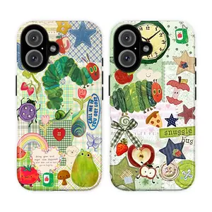 Very Hungry Caterpillar Collage Phone Case Duo, snuggle bug little luv bug Fruits Stars Hearts Animals Pastel Plaid Vibes, fashion vibes nostalgic comforting gift play now, iPhone 17 16 15 14 13 12 Pro Max Plus X, Galaxy S25 S24 S23 S22 Ultra