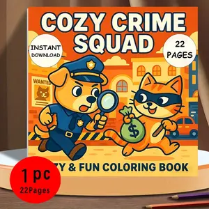 Cozy Crime Squad Bold & Easy Coloring Book: 22 Cute Funny Pages, 120gsm No Bleed Thick Paper, Non-Toxic, Stress Relief Art for Kids & Adults, ASMR Coloring Fun