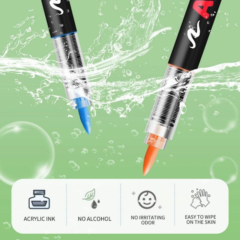 Acrylic Paint Markers Brush Tip & Dual Tip | Set of 12 & 24 Premium Acrylic Paint Pens for Canvas, Rock Painting, Glass, Wood, Ceramic Surfaces, DIY Crafts